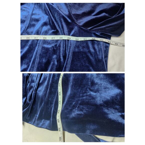 Modcloth Blue Velvet Evening Smoking Jacket Wide Leg Pant Suit 3X 4X Loungewear - Picture 12 of 13